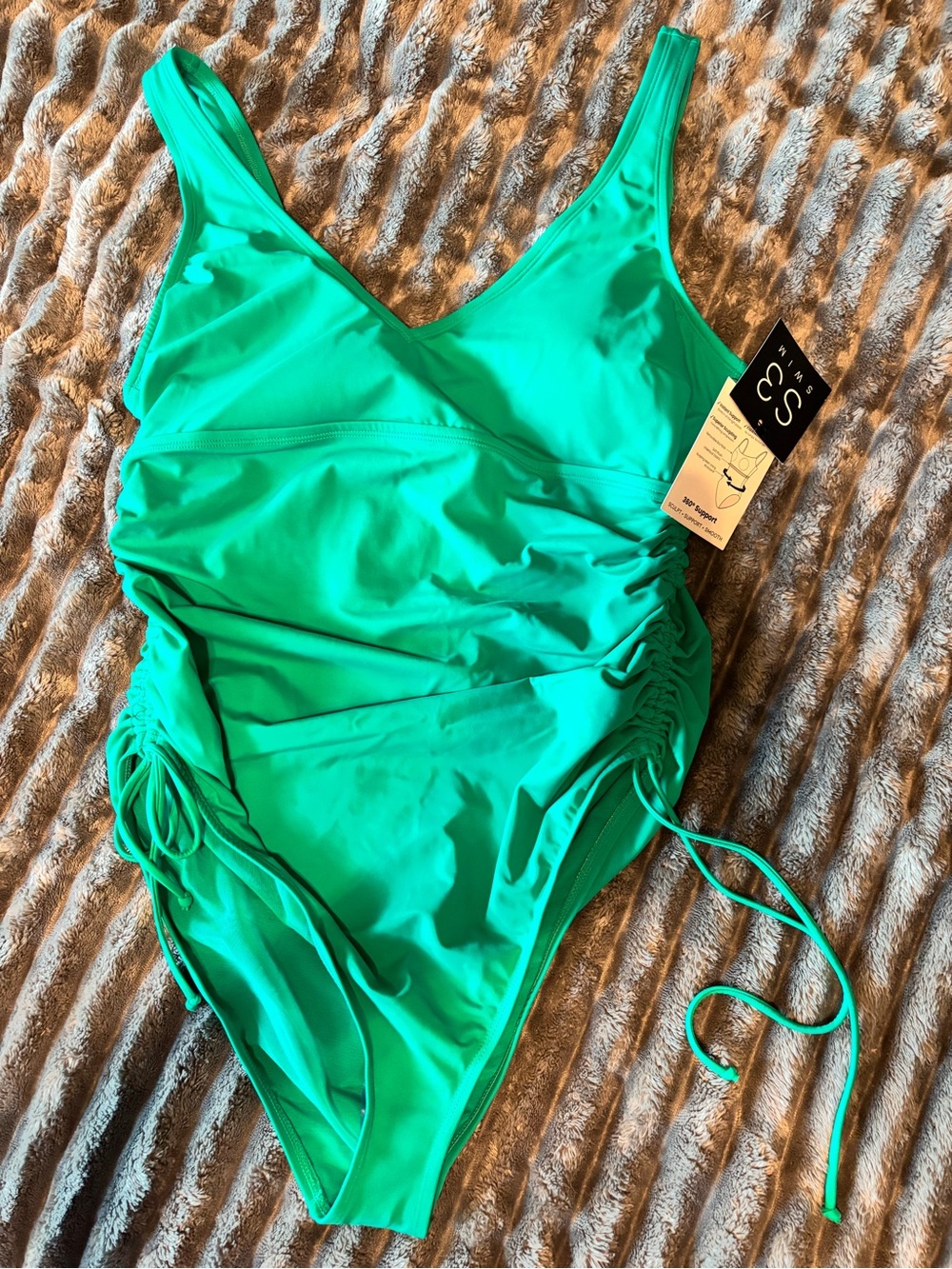 SC3 Swim UPF 50+ Body Sculpting Teal One-Piece Swim Suit with Side Drawstrings